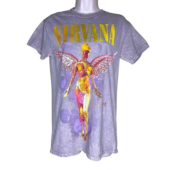 Nirvana In Utero Live ‘93 Tour Y2K Acid Wash Graphic T-Shirt Nwt Size S Small - Picture 1 of 12